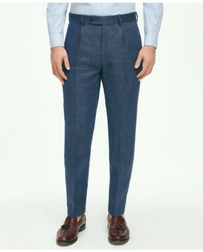 Brooks Brothers Slim Fit Linen-blend Herringbone Suit Pants | Navy | Size 36 32