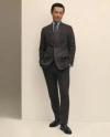 Brooks Brothers Slim Fit Mini-houndstooth Suit Pants In Brushed-cotton In Brown