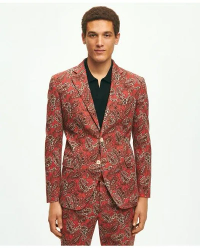 Brooks Brothers Slim Fit Paisley Suit Jacket In Cotton Blend | Red | Size 40 Long