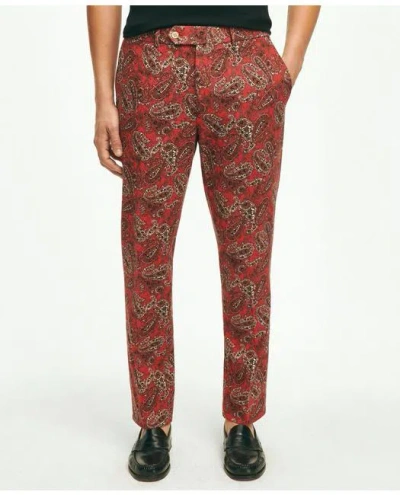 Brooks Brothers Slim Fit Paisley Suit Pants In Cotton Blend | Red | Size 35 30
