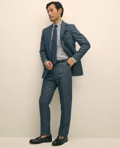 Brooks Brothers Slim Fit Twill Stretch Cotton-linen Suit Pants In Green