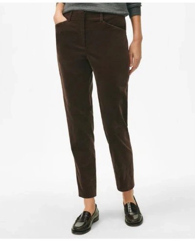 Brooks Brothers Slim Pants In Velvet Cotton Blend In Brown