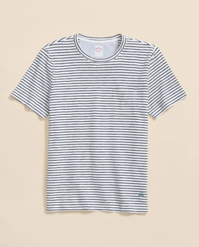 Brooks Brothers Slub Cotton Stripe T-shirt In Blue