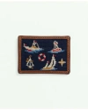 Brooks Brothers Smathers & Branson Cotton Needlepoint Card Case In Multicolor