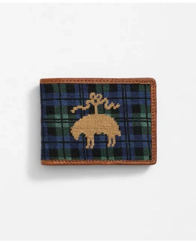 Brooks Brothers Smathers & Branson Cotton Needlepoint Golden Fleece Black Watch Wallet In Multicolor