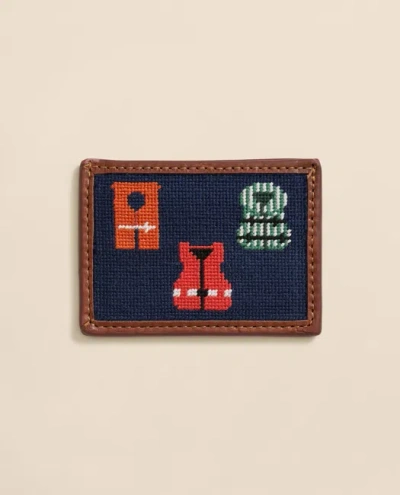 Brooks Brothers Smathers & Branson Needlepoint Life Vest Card Case In Blue