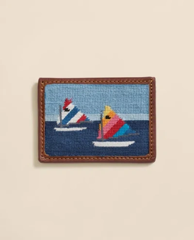 Brooks Brothers Smathers & Branson Needlepoint Sailboat Card Case In Multi