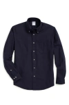 Brooks Brothers Portuguese Flannel Polo Button Down Collar Shirt In Navy