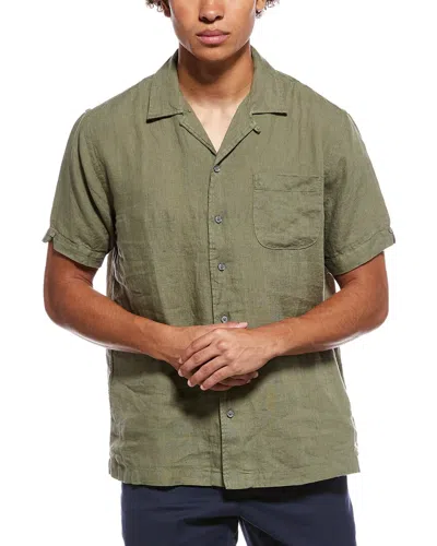 Brooks Brothers Solid Linen Camp Shirt In Green