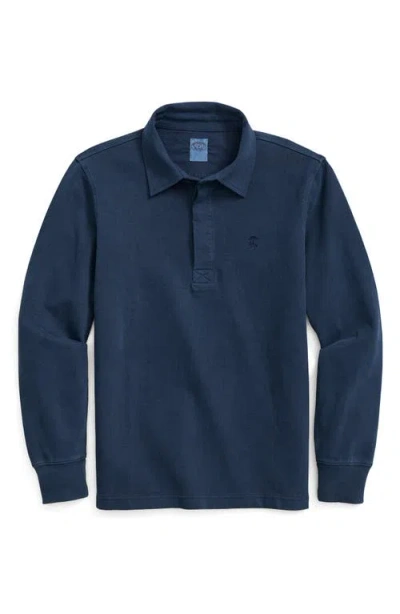 Brooks Brothers Solid Long Sleeve Cotton Rugby Shirt In Navy