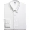 Brooks Brothers Solid Non-iron Regular Fit Dress Shirt In Solid White
