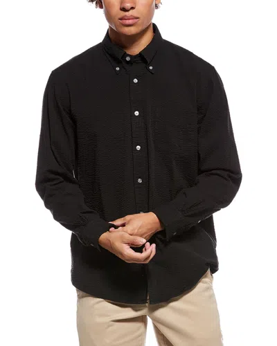 Brooks Brothers Solid Seersucker Shirt In Black