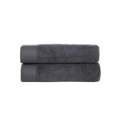 Brooks Brothers Solid Signature 2 Pcs Bath Sheets In Anthracite