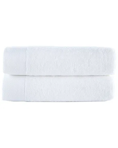 Brooks Brothers Solid Signature 2pc Bath Towels In White