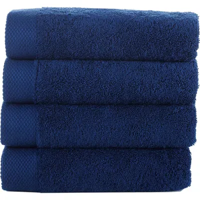Brooks Brothers Solid Signature 4-pack Turkish Cotton Washcloths In Blue