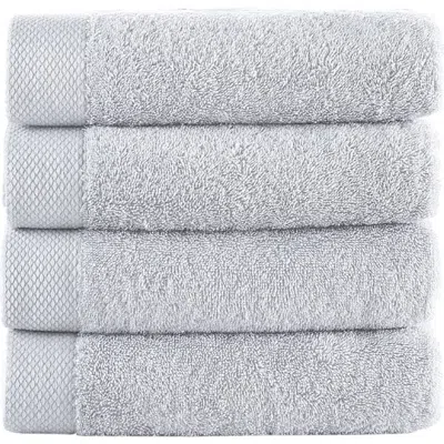 Brooks Brothers Solid Signature 4-pack Turkish Cotton Washcloths In Silver