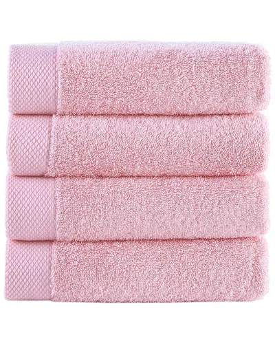 Brooks Brothers Solid Signature 4pc Hand Towels In Pink