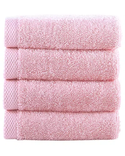 Brooks Brothers Solid Signature 4pc Wash Towels In Pink