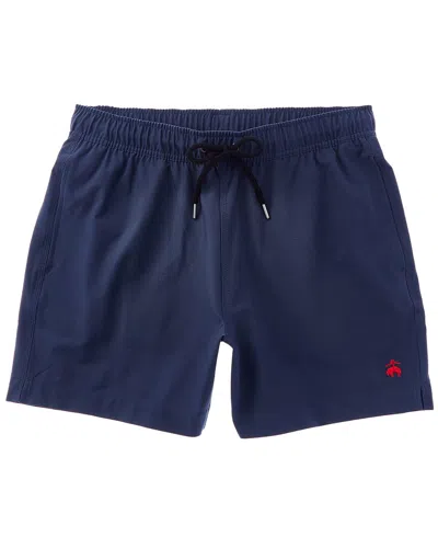 Brooks Brothers Solid Swim Trunk In Blue