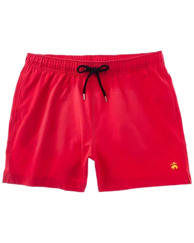 Brooks Brothers Solid Swim Trunk In Red