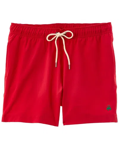 Brooks Brothers Solid Swim Trunk In Red