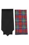 Brooks Brothers Solid Tie & Tartan Pocket Square Set In Multi