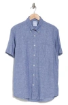 Brooks Brothers Sport Fit Linen Short Sleeve Button-down Shirt In Blue
