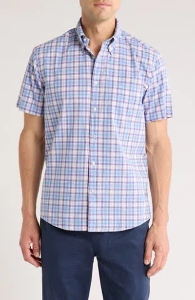 Brooks Brothers Sport Fit Short Sleeve Cotton Button-down Shirt In Hydrangea Multi
