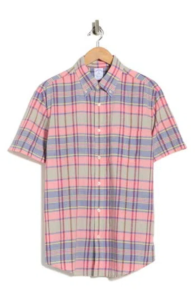 Brooks Brothers Sport Fit Short Sleeve Cotton Button-up Shirt In Multi