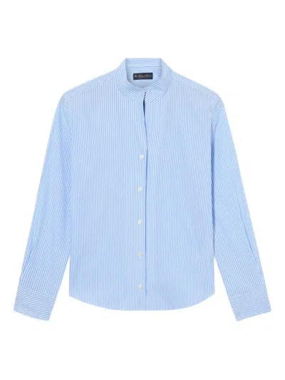 Brooks Brothers Stand-collar Striped Shirt In Blue