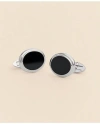 Brooks Brothers Sterling Silver Onyx Oval Rhodium-plated Cufflinks In Silver