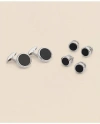 Brooks Brothers Sterling Silver Onyx Rhodium-plated Cufflinks In Silver