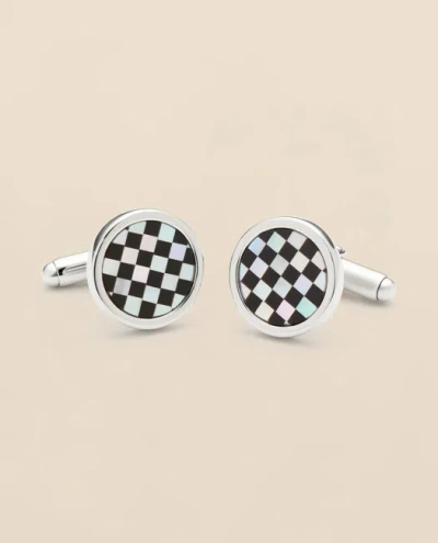Brooks Brothers Sterling Silver Rhodium-plated Checkerboard Cufflinks