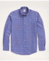Brooks Brothers Stretch Big & Tall Sport Shirt, Non-iron Check In Dark Blue