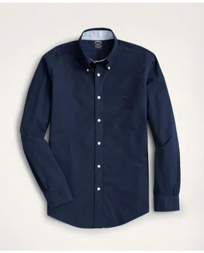 Brooks Brothers Stretch Big & Tall Sport Shirt, Non-iron Oxford In Navy