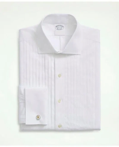 Brooks Brothers Stretch Cotton Broadcloth English Collar, 10-pleat Tuxedo Shirt In White