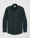 Brooks Brothers Stretch Cotton Non-iron Oxford Polo Button Down Collar, Black Watch Shirt In Navy