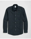 Brooks Brothers Stretch Cotton Non-iron Oxford Polo Button Down Collar, Black Watch Shirt In Navy