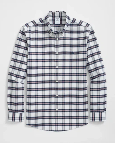 BROOKS BROTHERS STRETCH COTTON NON-IRON OXFORD POLO BUTTON DOWN COLLAR, BOLD CHECK SHIRT