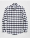 Brooks Brothers Stretch Cotton Non-iron Oxford Polo Button Down Collar, Bold Check Shirt In Navy
