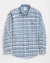 Brooks Brothers Stretch Cotton Non-iron Oxford Polo Button Down Collar, Double-check Shirt In Blue