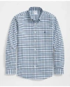 Brooks Brothers Stretch Cotton Non-iron Oxford Polo Button Down Collar, Double-check Shirt In Blue