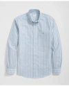 Brooks Brothers Stretch Cotton Non-iron Oxford Polo Button Down Collar, Double Stripe Shirt In Blue