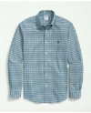 Brooks Brothers Stretch Cotton Non-iron Oxford Polo Button-down Collar, Gingham Shirt In Green