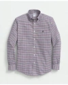 Brooks Brothers Stretch Cotton Non-iron Oxford Polo Button-down Collar, Mini-graph Checked Shirt In Dark Red