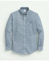 Brooks Brothers Stretch Cotton Non-iron Oxford Polo Button-down Collar, Mini-graph Checked Shirt | Green | Size Smal