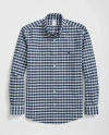 Brooks Brothers Stretch Cotton Non-iron Oxford Polo Button Down Collar, Outline Check Shirt In Navy