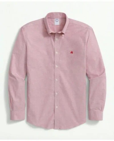 Brooks Brothers Stretch Cotton Non-iron Oxford Polo Button Down Collar Shirt In Red