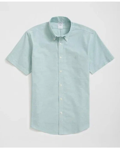 Brooks Brothers Stretch Cotton Non-iron Oxford Polo Button Down Collar, Short-sleeve Shirt In Green