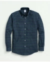 Brooks Brothers Stretch Cotton Non-iron Oxford Polo Button-down Collar, Tartan Shirt In Dark Green